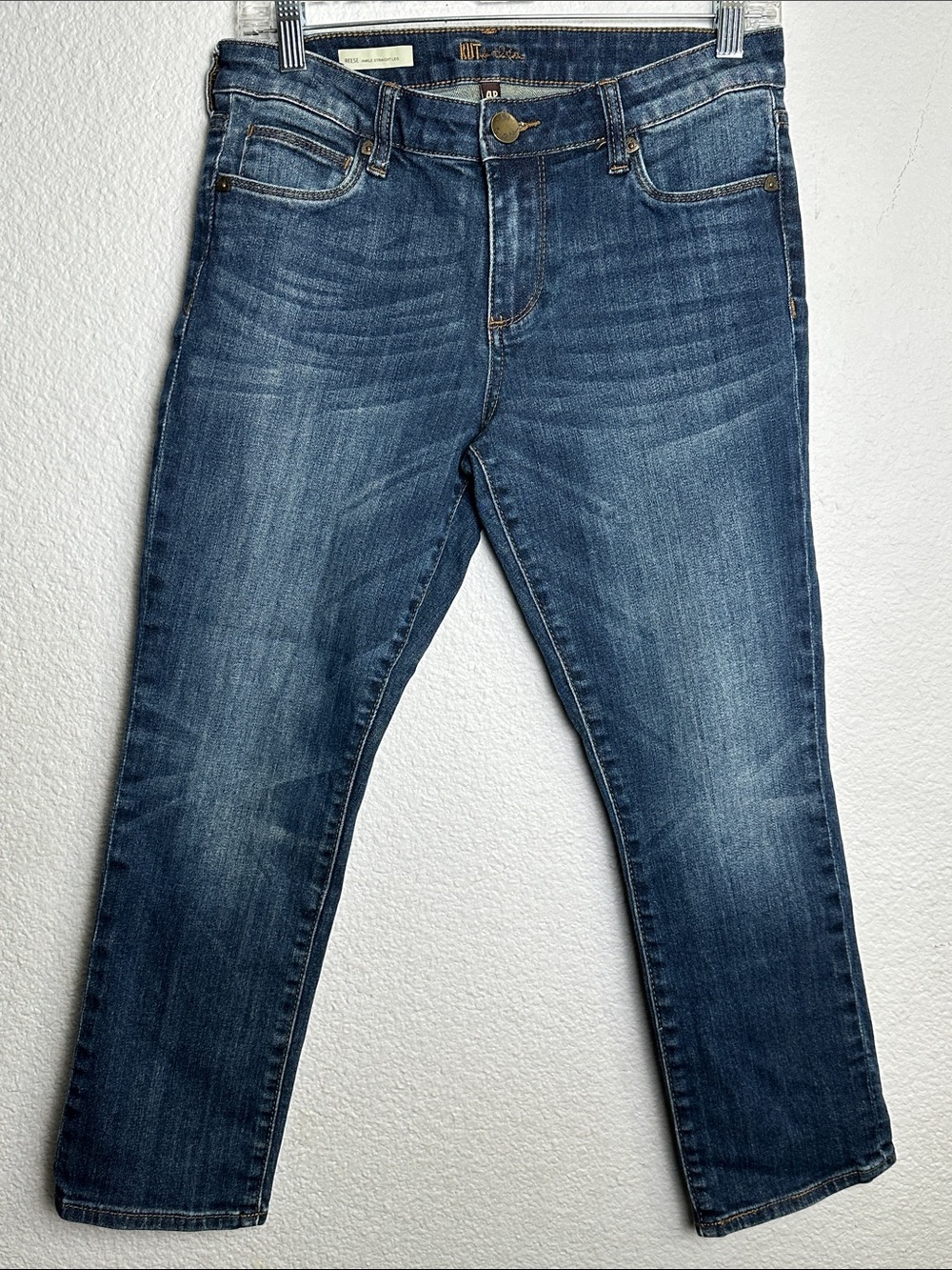 Kut from the Kloth Ankle Straight Leg Reese Cropped Denim Womens 4 Petite